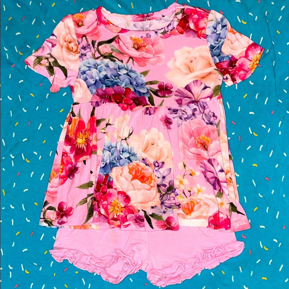 Posh Peanut Brisa peplum top ruffle shorts set 2T